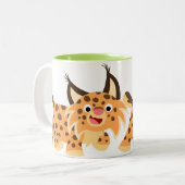 可愛いフェイスティッシュな漫画ボブキャットマグ ツートーンマグカップ (正面左)