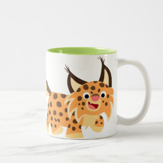 可愛いフェイスティッシュな漫画ボブキャットマグ ツートーンマグカップ