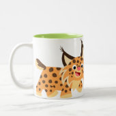 可愛いフェイスティッシュな漫画ボブキャットマグ ツートーンマグカップ (左)