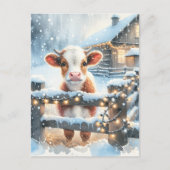 可愛いフェスティバルカウカードクリパーソナライズされたスマス ポストカード (正面)