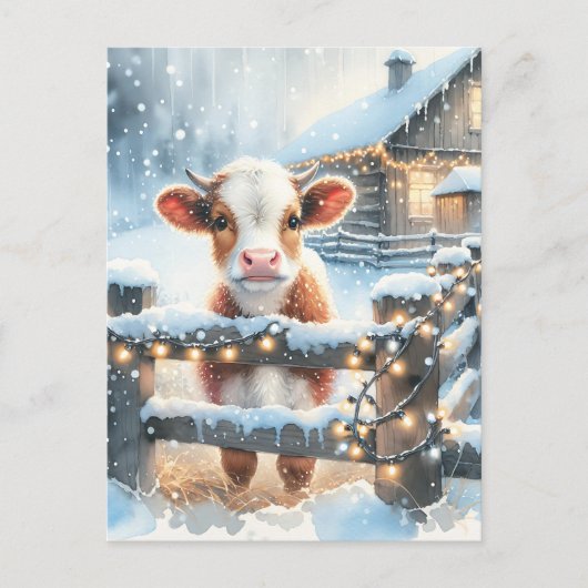 可愛いフェスティバルカウカードクリパーソナライズされたスマス ポストカード (正面)