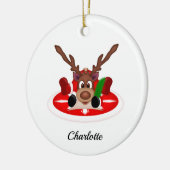 可愛いフェスティバルクリスマストナカスタマイズリ セラミックオーナメント (左)