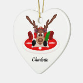 可愛いフェスティバルクリスマストナカスタマイズリ セラミックオーナメント (左)