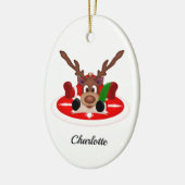可愛いフェスティバルクリスマストナカスタマイズリ セラミックオーナメント (左)