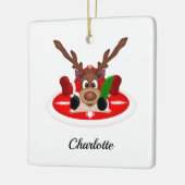 可愛いフェスティバルクリスマストナカスタマイズリ セラミックオーナメント (左)
