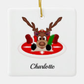 可愛いフェスティバルクリスマストナカスタマイズリ セラミックオーナメント (正面)