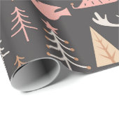 可愛いフェスティバルピンククリスマスツリーリスのトナカイ ラッピングペーパー (ロールコーナー)