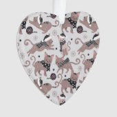 可愛いフェスティバル猫柄クリスマスツリーハート オーナメント (正面)