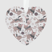 可愛いフェスティバル猫柄クリスマスツリーハート オーナメント (裏面)