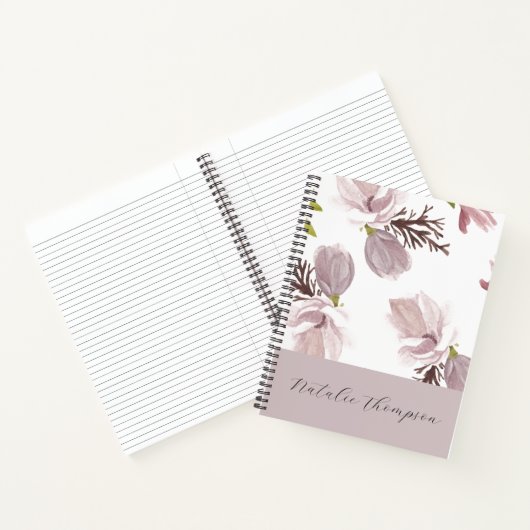 可愛いフェミニン植物単行文字のスクリプト名 ノートブック (内部)