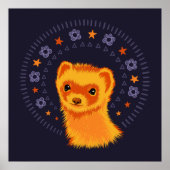 可愛いフェレット頭かわいい動物 ポスター (正面)