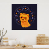 可愛いフェレット頭かわいい動物 ポスター (キッチン)