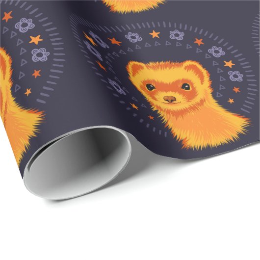 可愛いフェレット頭かわいい動物 ラッピングペーパー (ロールコーナー)