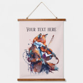 可愛いフォックスミュージック愛好家を追加文字 吊り下げ型タペストリー (正面)