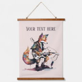 可愛いフォックスミュージック愛好家を追加文字 吊り下げ型タペストリー (正面2)