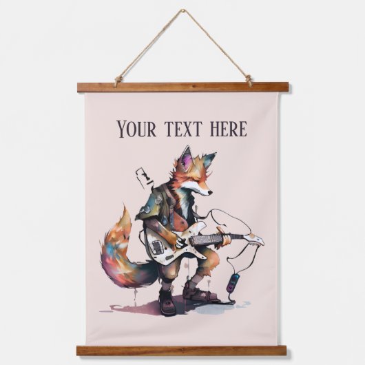 可愛いフォックスミュージック愛好家を追加文字 吊り下げ型タペストリー (正面2)
