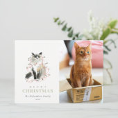 可愛いフォトウォーターカラーミョイのクリスマスライトキャット シーズンカード (スタンド正面)