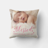 可愛いフォトピンク賛美生まれたばかりのベビー誕生 クッション (裏面)
