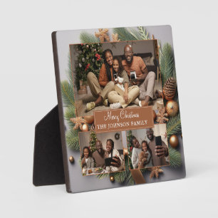 可愛いフォトファミリークリスマスエバーグリーン フォトプラーク