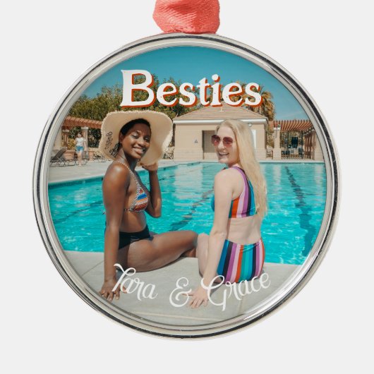 可愛いフォトベスティスプレミアムラウンドオーナメント メタルオーナメント (正面)