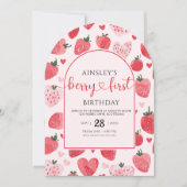 可愛いフォトベリーファースト誕生日1歳 招待状 (正面)