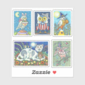 可愛いフォークアートバードお洒落ホリデーフクロウアート シール (シート)