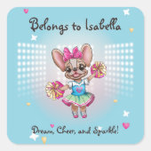 可愛いフカラフルレンチェ愛唱学校スピリット スクエアシール (正面)