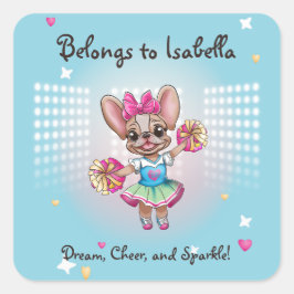 可愛いフカラフルレンチェ愛唱学校スピリット スクエアシール