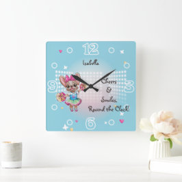 可愛いフカラフルレンチェ愛唱学校スピリット スクエア壁時計