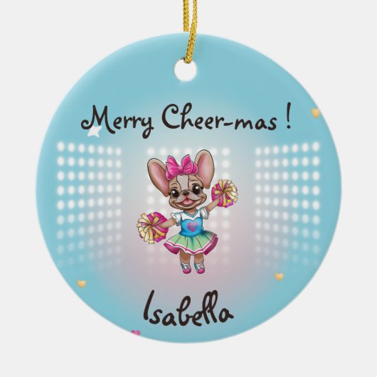 可愛いフカラフルレンチェ愛唱学校スピリット セラミックオーナメント (正面)