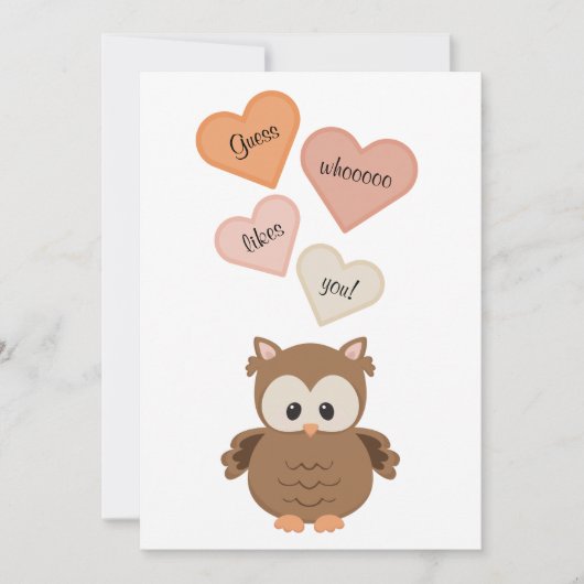 可愛いフクロウお好きな人を当ててみろ！バレンタイン シーズンカード (正面)