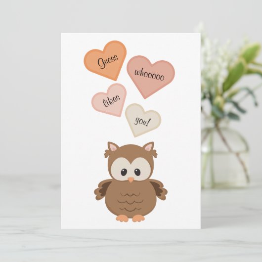 可愛いフクロウお好きな人を当ててみろ！バレンタイン シーズンカード (スタンド正面)