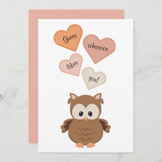 可愛いフクロウお好きな人を当ててみろ！バレンタイン シーズンカード (正面/裏面)