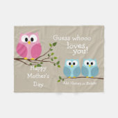 可愛いフクロウと母の日 – Whooo loves you フリースブランケット (正面(横))