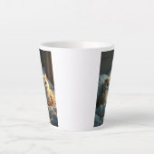 可愛いフクロウをベッドのマグカップに カフェラテマグ (正面)