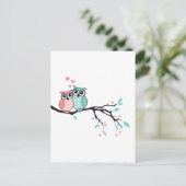 可愛いフクロウを恋に木の枝 ポストカード (スタンド正面)