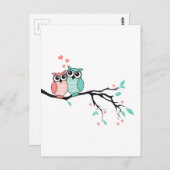 可愛いフクロウを恋に木の枝 ポストカード (正面/裏面)