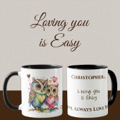 可愛いフクロウパーソナライズされたが茶色 マグカップ