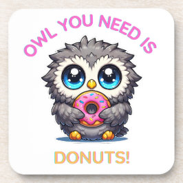 可愛いフクロウ必要なのはドーナツ懸命プラスチックのコースター コースター