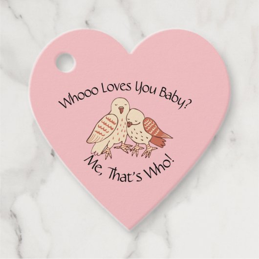 可愛いフクロウ愛してるベビー?赤ちゃんシャワー フェイバータグ (正面)
