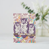 可愛いフクロウ感謝していの家族 ポストカード (スタンド正面)