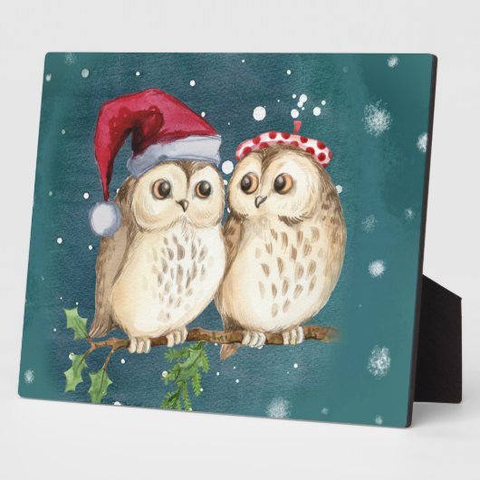 可愛いフクロウ描が2匹 フォトプラーク (側面)