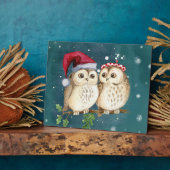 可愛いフクロウ描が2匹 フォトプラーク (側面)