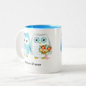 可愛いフクロウ新郎新婦の夫妻。 ツートーンマグカップ (正面左)