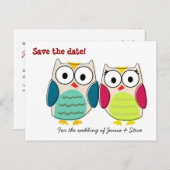 可愛いフクロウ日付を保存 案内ポストカード (正面/裏面)
