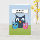 可愛いフクロウ – 「世界最高ののパパ!」 – 父の日 カード (黄色い花)
