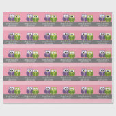 可愛いフクロオンブランチベビーガールシャワーピンク ラッピングペーパー (フラット)