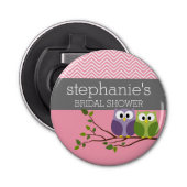 可愛いフクロオンブランチベビーガールシャワーピンク 栓抜き (正面)