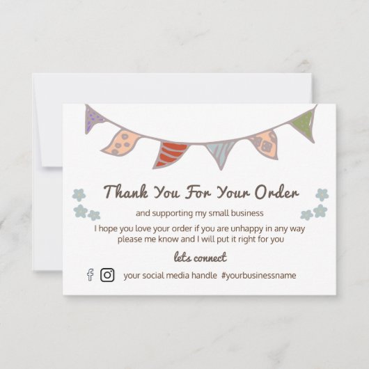 可愛いフラッグ&フラワーのご注文ありがとうございます サンキューカード (正面)