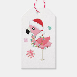 可愛いフラミンゴの子供の名前ラブサンタクリスマス ギフトタグ